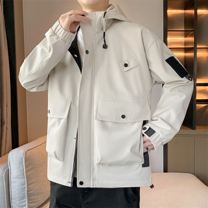 新款工装户外夹克男连帽纯色上衣冲锋衣外套A157B-J2527-特P80,男装夹克,电商A157B