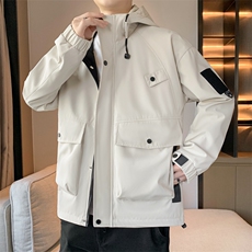 新款工装户外夹克男连帽纯色上衣冲锋衣外套A157B-J2527-特P80，男装夹克，电商A157B