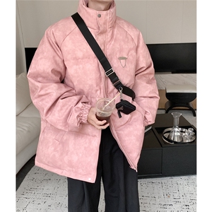 港风PU皮复古做旧金属设计棉衣男MY77102P130控198抖音控228图片