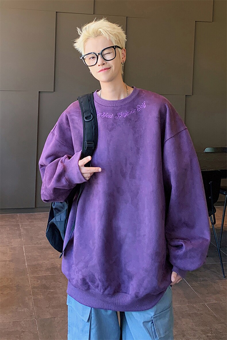 港风大码美式刺绣麂皮绒套头圆领卫衣男女XZ213-JPR203-P45控68,男装卫衣,星座213