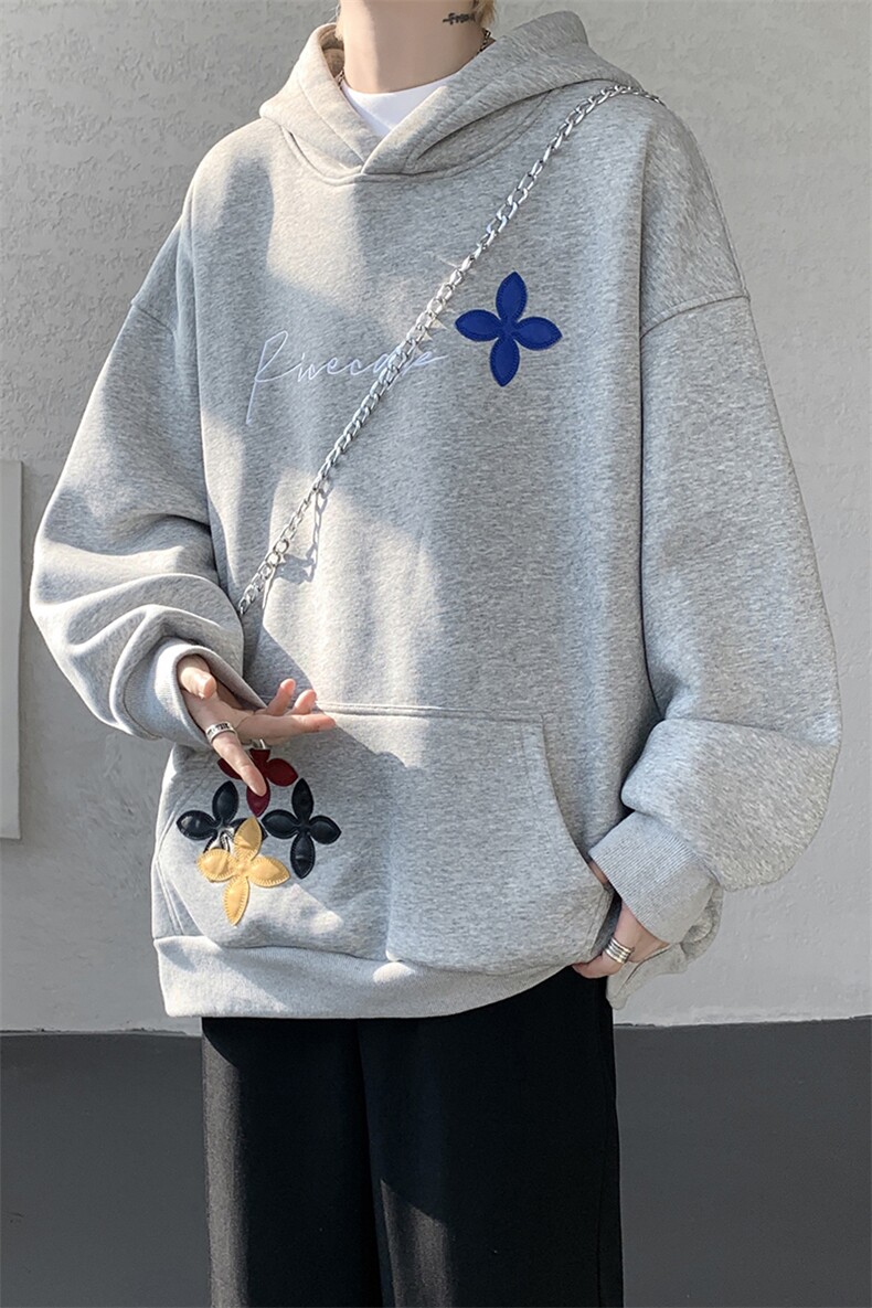秋季美式小众情侣加厚外套宽松重工贴片刺绣连帽卫衣男潮WY22P78,女装短外套,电商D206-1