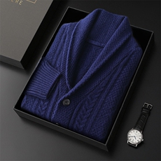 时尚简约男士羊毛开衫百搭青果领设计休闲商务两相宜男装，男装羊毛衫，冬季工坊