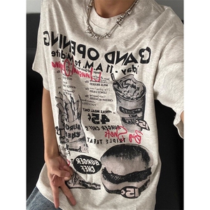 【有货】1274CC-特P28 汉堡薯条印花短袖t恤男女图片