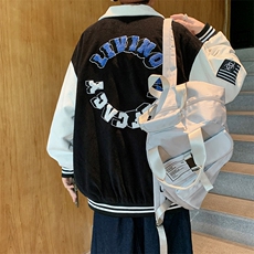 日系ins撞色口袋夹克宽松休闲棒球服潮牌秋季工装外套W1360-P65，男装夹克，星座512-4