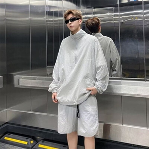 套装男士韩版潮流痞子帅气夏季防晒衣2026新款ins五分裤W5828-P57图片