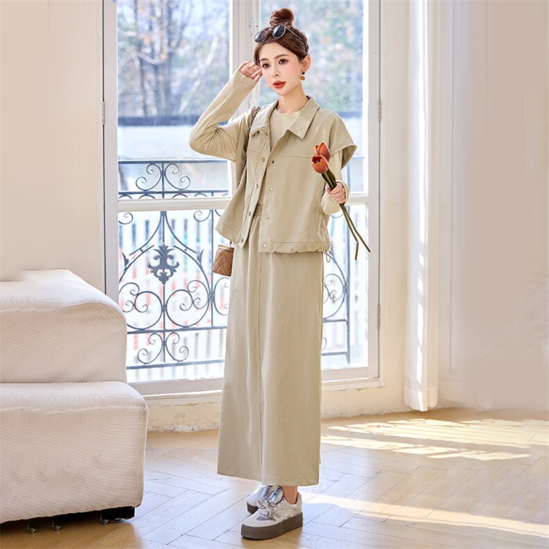 开春穿搭套装裙子女2025新款休闲减龄高级感马甲内搭长裙三件套裙,女装套装/套裙,依多米