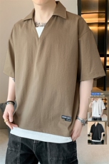 冰氧仿棉短袖店主风体恤休闲百搭纯色POLO衫男上衣TC3143-P35，男装Polo衫，星座717