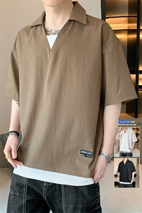 冰氧仿棉短袖店主风体恤休闲百搭纯色POLO衫男上衣TC3143-P35图片