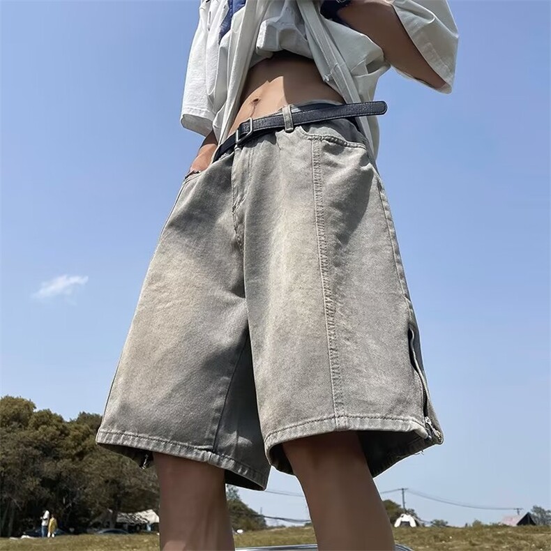 青春流行ins男原宿美式vibe裤子直筒水洗拉链牛仔裤潮K769P36图片