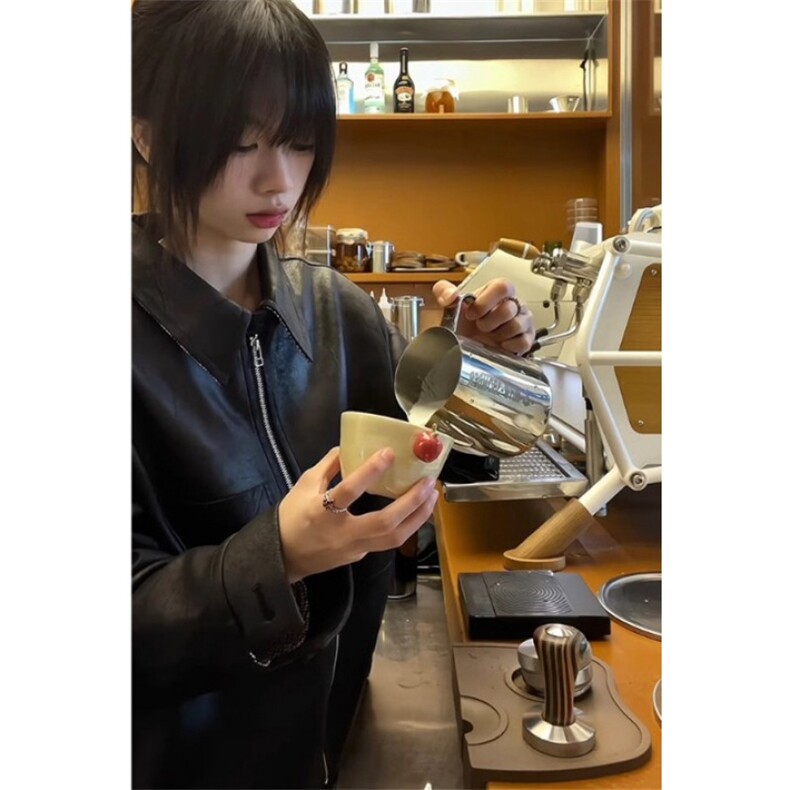 千鸟格外套男春秋款双面穿复古翻领短款猎装皮衣夹克JK8563,男装皮衣,星座1116A（原606A-3）