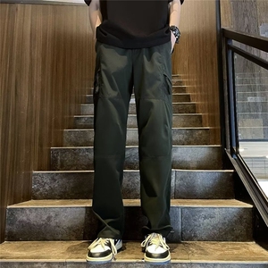 夏季高街工装裤阔腿直筒纯色宽松运动小众长裤K2915-P38图片