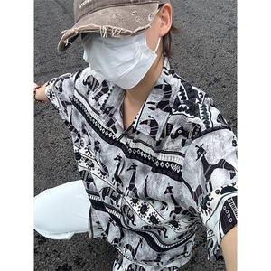 2025夏季新款港风夏威夷冰丝沙滩衬衫印花短袖 CS304-P30图片