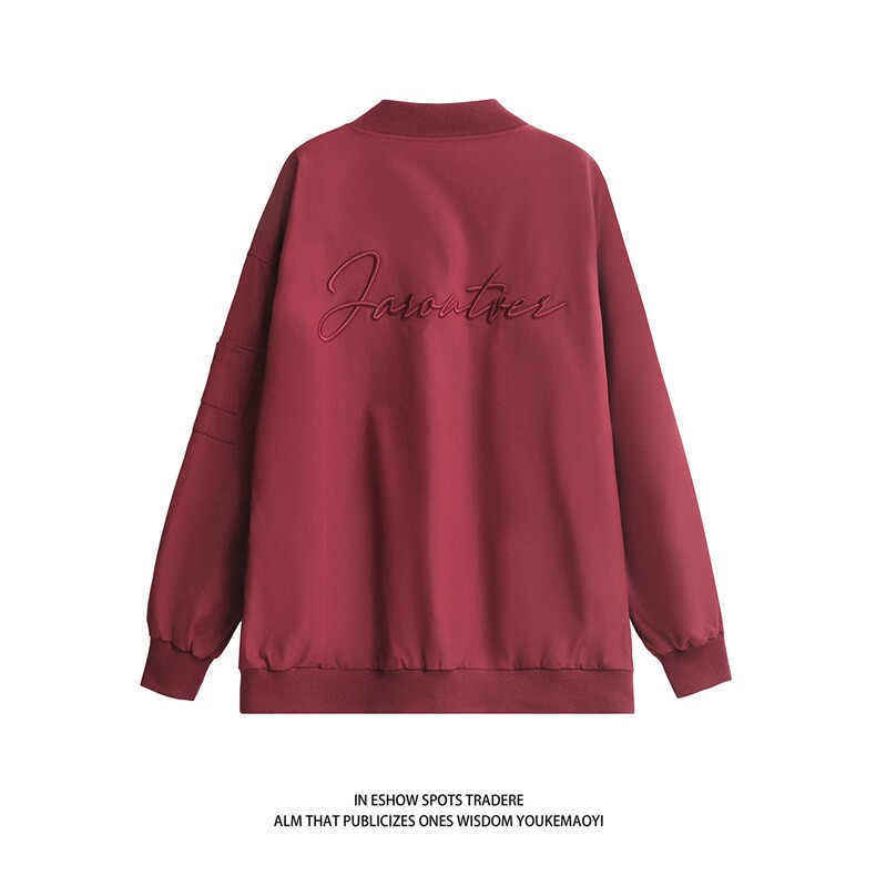白底秋装宽松防水棒球领飞行服绣花夹克女装秋季大码外套S229-P88,男装夹克,电商A233-2