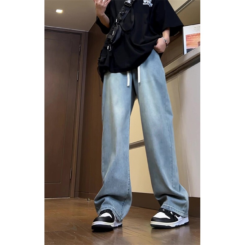 有货（自家图）冰丝牛仔裤男夏季薄款美式垂感水洗休闲裤P55控78,男装休闲裤,星座218-5