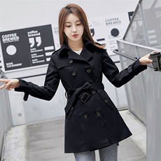 风衣女中长款小个子春秋季新款女装修身韩版休闲气质百搭外套女，女装风衣，韩蔻秀