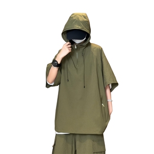量大优 供视频 泡泡纱夏款连帽短袖t恤男 CP73-特p35图片