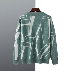 2025年秋季圆领男士几何图案提花舒适，男装羊绒套衫，祥特羊绒