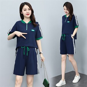 时尚短袖短裤女夏2024新款韩版宽松显瘦休闲运动服跑步图片