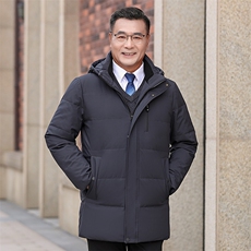 主推大货可拆卸帽中老年羽绒服外套男加厚爸爸装白鸭绒羽绒服大衣，商品下架区，钱塘723