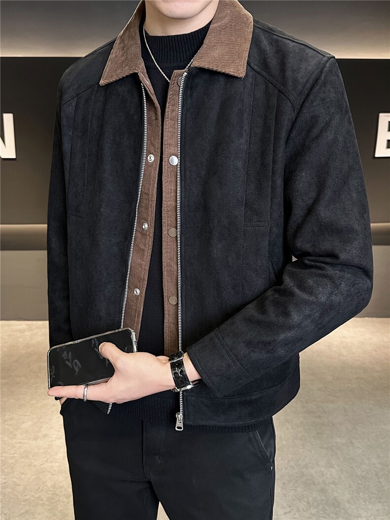 2025年秋季新款麂皮绒假两件男士夹克外套B240-JK6512-P145,男装夹克,电商B240