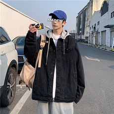 jk669-p80-限价108现货连帽可脱卸港风大码牛仔ins外套cityboy，女装短外套，星座116