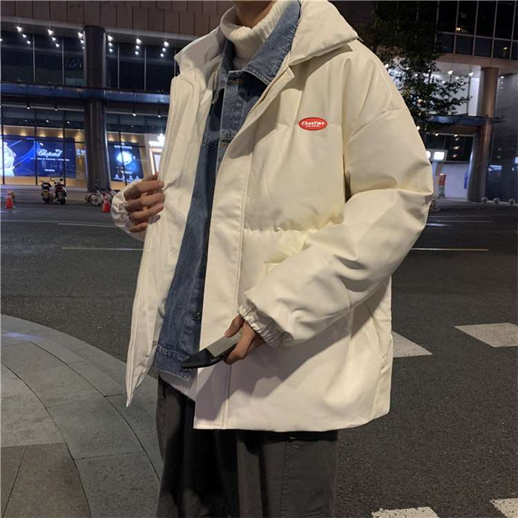 2021秋冬港风服假两件牛仔拼接衣韩版袄男潮现货W133-P95,男装棉衣,星座512-4