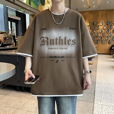 25157-特P40夏季休闲时尚T恤男短袖打底衫青少年潮牌拼接T恤，男装T恤，电商D310B