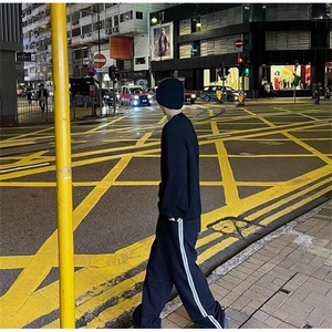 DA08-P52美式街头水洗做旧牛仔裤男春秋直筒宽松百搭高街长裤潮图片