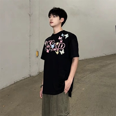 万针全刺绣工艺抖音得物高品质260克重磅纯棉双纱美式高街短袖T恤，男装T恤，电商A486
