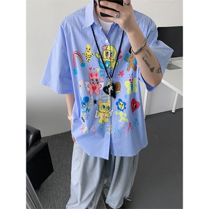 CS1128-P60 控98 高品质夏季新款设计感大码冰丝短袖情侣衬衫图片