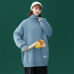 @中性风 冬新款2021毛衣高领纯色针织衫上衣 A125-C013-P65 女类图片