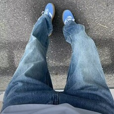 2025美式复古水洗做旧加绒牛仔裤男女直筒微喇显瘦cleanfit长裤子，男装牛仔裤，星座516A
