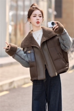 牛仔拼接短款羽绒服女2025冬季新款翻领加厚保暖羽绒外套，女装羽绒服，美沁