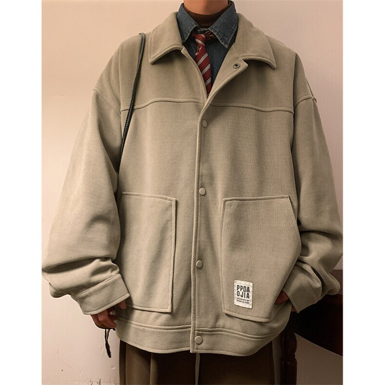 美式复古工装夹克外套男春秋季青少年高级感翻领棉衣服,男装夹克,电商A001-1