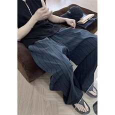 竖条纹阔腿裤男美式慵懒风宽松休闲设计感拖地裤长裤KC30，男装休闲裤，星座1116A（原606A-3）