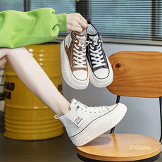 大码女鞋41-43真皮高帮鞋女2023秋季新款厚底高帮小白鞋摇摇鞋，女鞋单鞋，电商A223