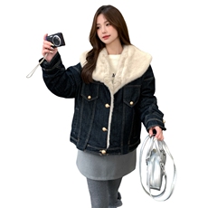韩版羊羔毛短外套女2025冬季新款时尚加厚保暖毛茸茸派克服棉服，女装棉衣/棉服，2C057