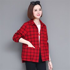 2021春季新款时尚气质复古格子翻领卫衣外套，女装卫衣/绒衫，姿萝菲