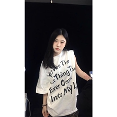 T0763-P25复古涂鸦字母小众设计纯棉T宽松设计感男女款短袖，男装T恤，星座617A-2