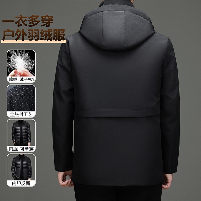 现货一衣三穿全热封工艺新标90白鸭绒户外冲锋衣羽绒服外套,男装夹克,钱塘723