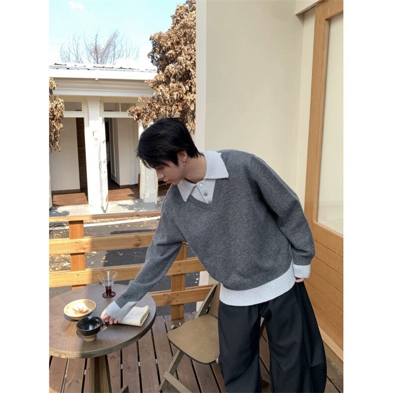 MM349-P60美式新款复古休闲慵懒风假两件针织毛衣,男装针织衫/毛衣,星座617A-2