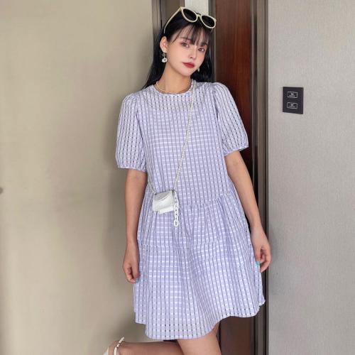 【现货】夏季新款泡泡袖宽松韩版连衣裙,女装连衣裙,裴兔子