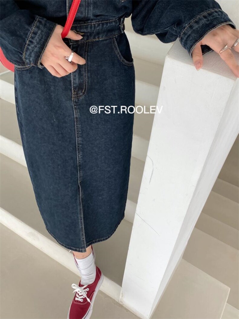 复古牛仔连衣裙，女装连衣裙，FST