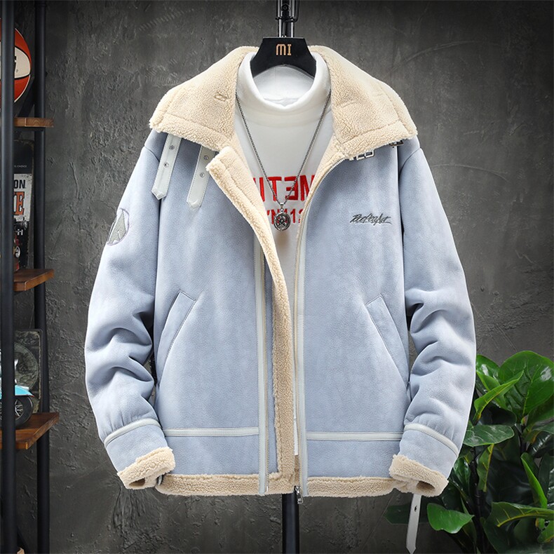 日系大码冬季皮毛一体男加绒加厚夹克外套Z1929-P260主推，男装夹克，电商D308