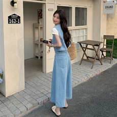 减龄时尚牛仔背心阔腿裤套装女夏ootd穿搭减龄三件套今年流行爆款，女装套装/套裙，2C012