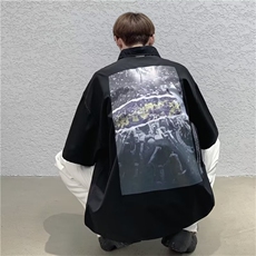 潮流文艺纯色五分袖宽松型衬衫新款气质夏季百搭ins男W7137-P32，男装衬衫，星座512-2