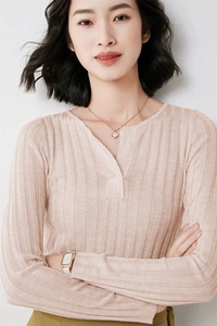 2025春夏微透超薄修身显瘦半开领精纺羊毛衫女针织打底衫套头上衣图片