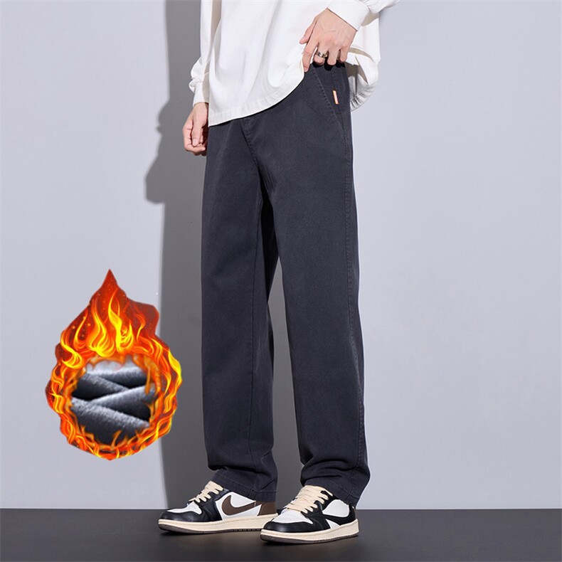 秋冬抗皱加绒保暖休闲裤男直筒青少年弹力百搭裤6266加绒p55现货，男装棉衣，星座224-1