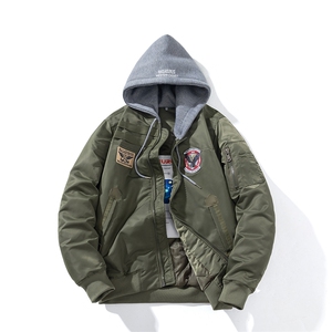 现货 三色秋冬季潮牌夹克棉衣棒球服 欧美街头飞行员外套情侣装图片