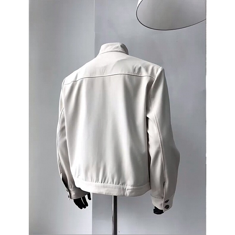 cleanfit荆棘刺绣短款夹克男款高级感立领皮衣外套美式机车棒球服,男装夹克,电商B350